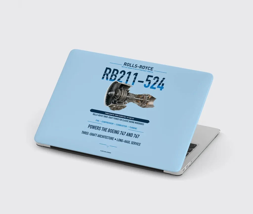 RB211-524 design on light blue MacBook case
