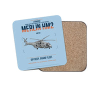 Thumbnail for Leonardo AW101 Merlin HM2 design on light blue 1 piece coaster