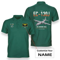 Thumbnail for EC-130J Commando Solo III design on green+name double-side polo t-shirt, double-side print