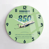 Thumbnail for Bombardier Challenger 850 design on light green no frame wall clock