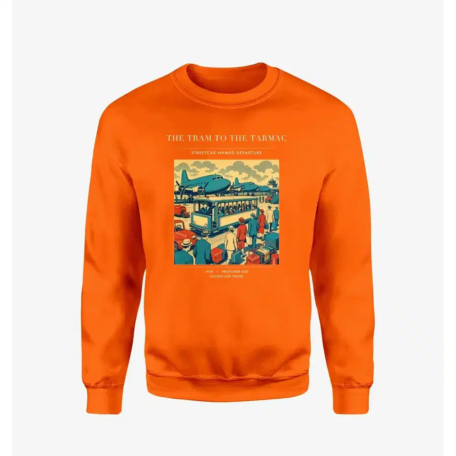 VINTAGE G4372 - The Tram To The Tarmac - Designed Sweatshirts design on orange