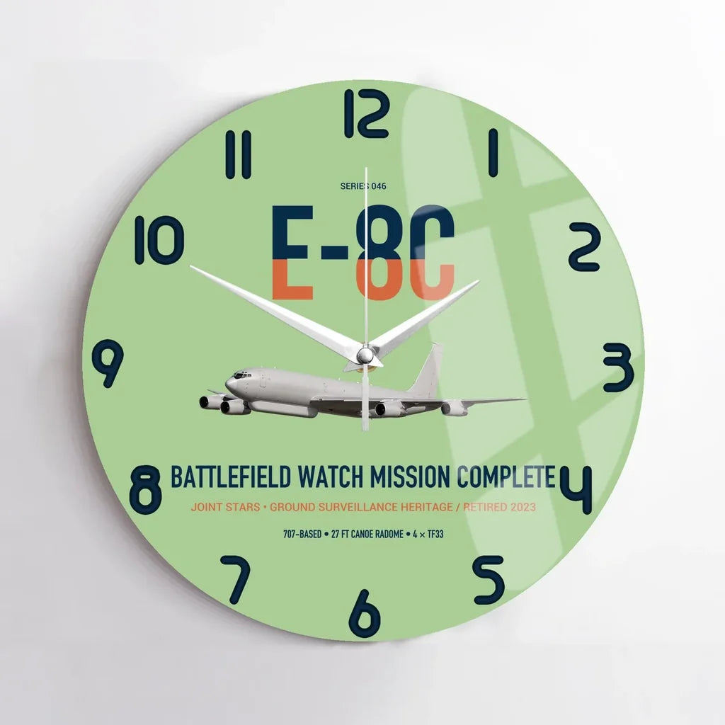 E-8C Joint STARS design on light green no frame wall clock