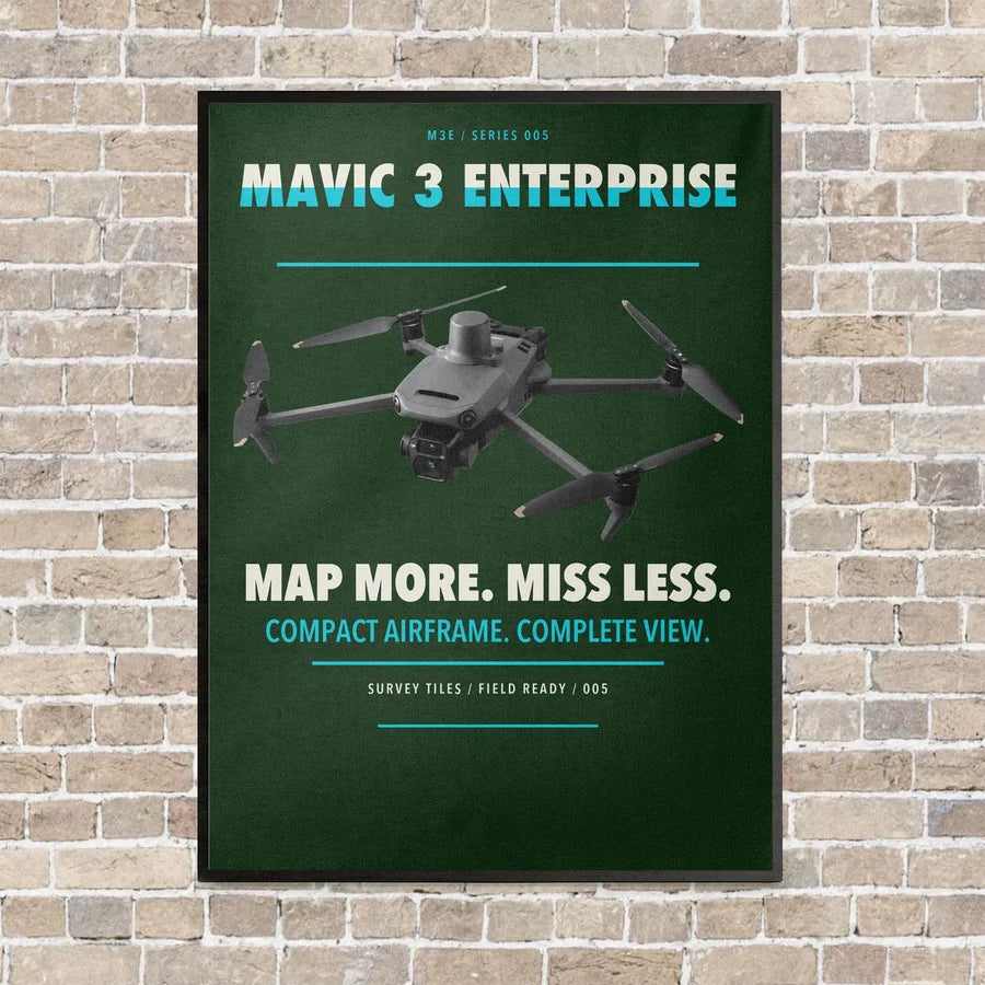 DJI Mavic 3 Enterprise vertical canvas print - framed - dark green background