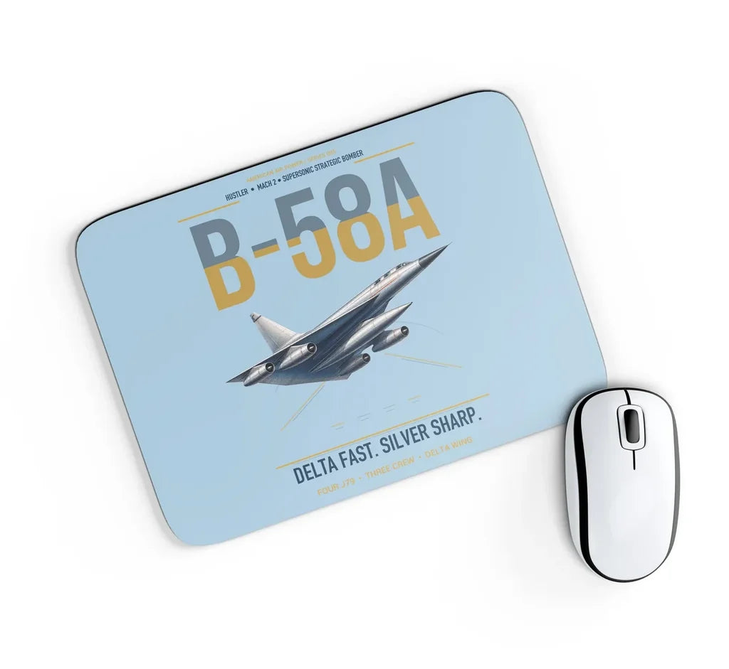 B-58A Hustler design on light blue rectangle mouse pad