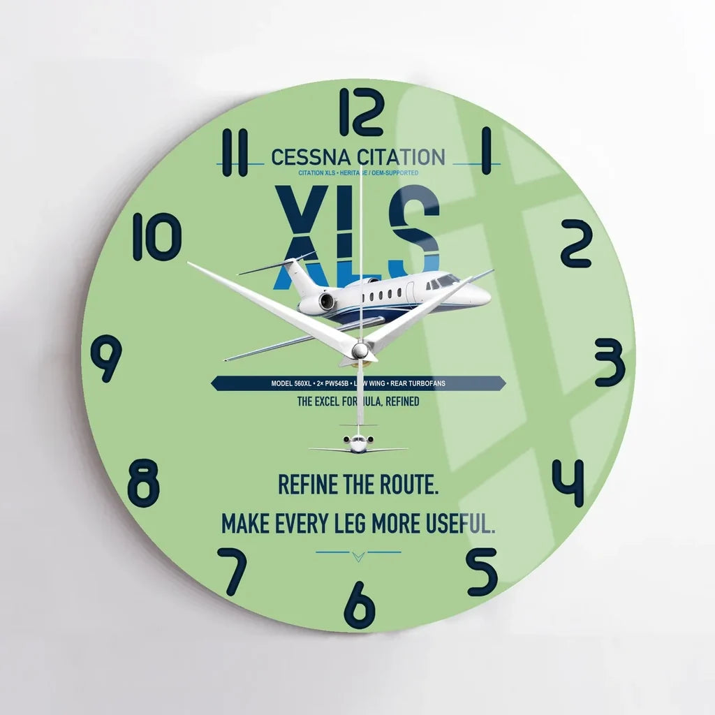 Cessna Citation XLS design on light green no frame wall clock
