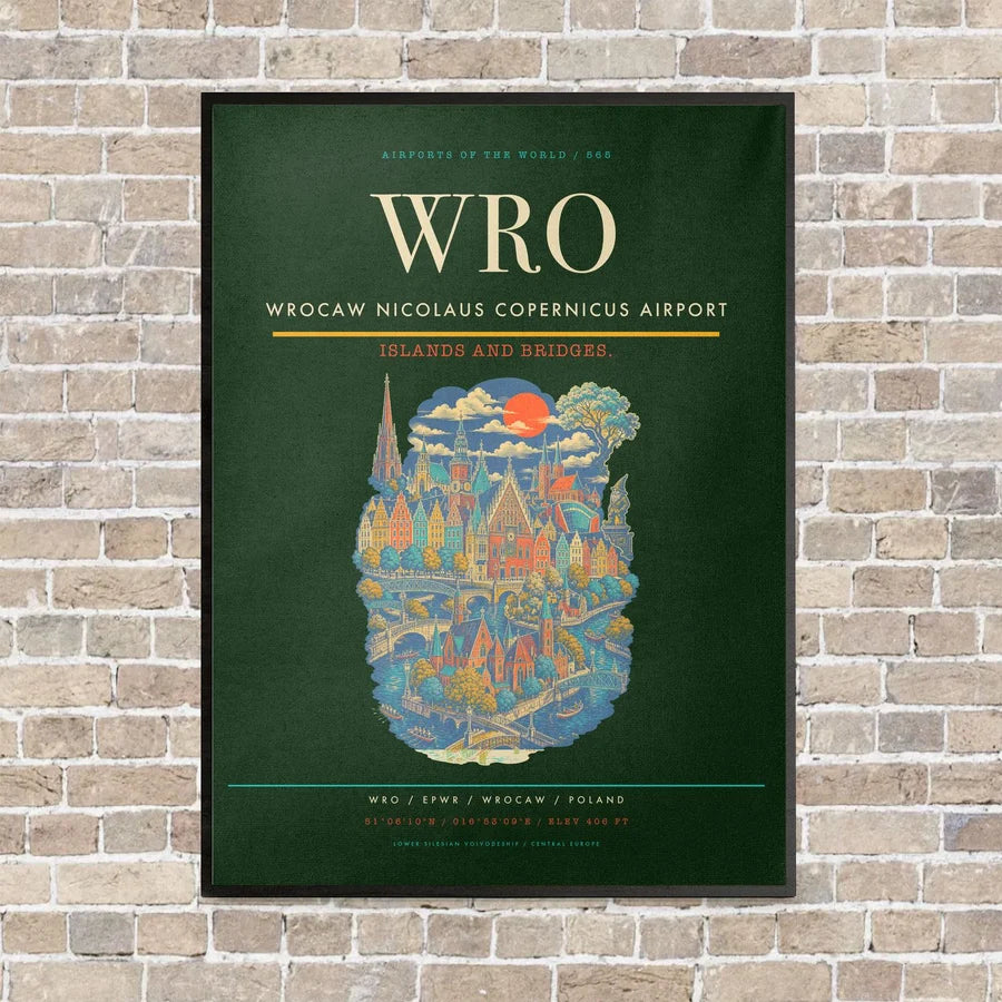 Wrocaw Nicolaus Copernicus Airport WRO - Canvas Framed - Dark Green