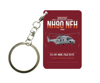 Thumbnail for NHIndustries NH90 NFH Caïman design on dark red designed key chain, double-side print