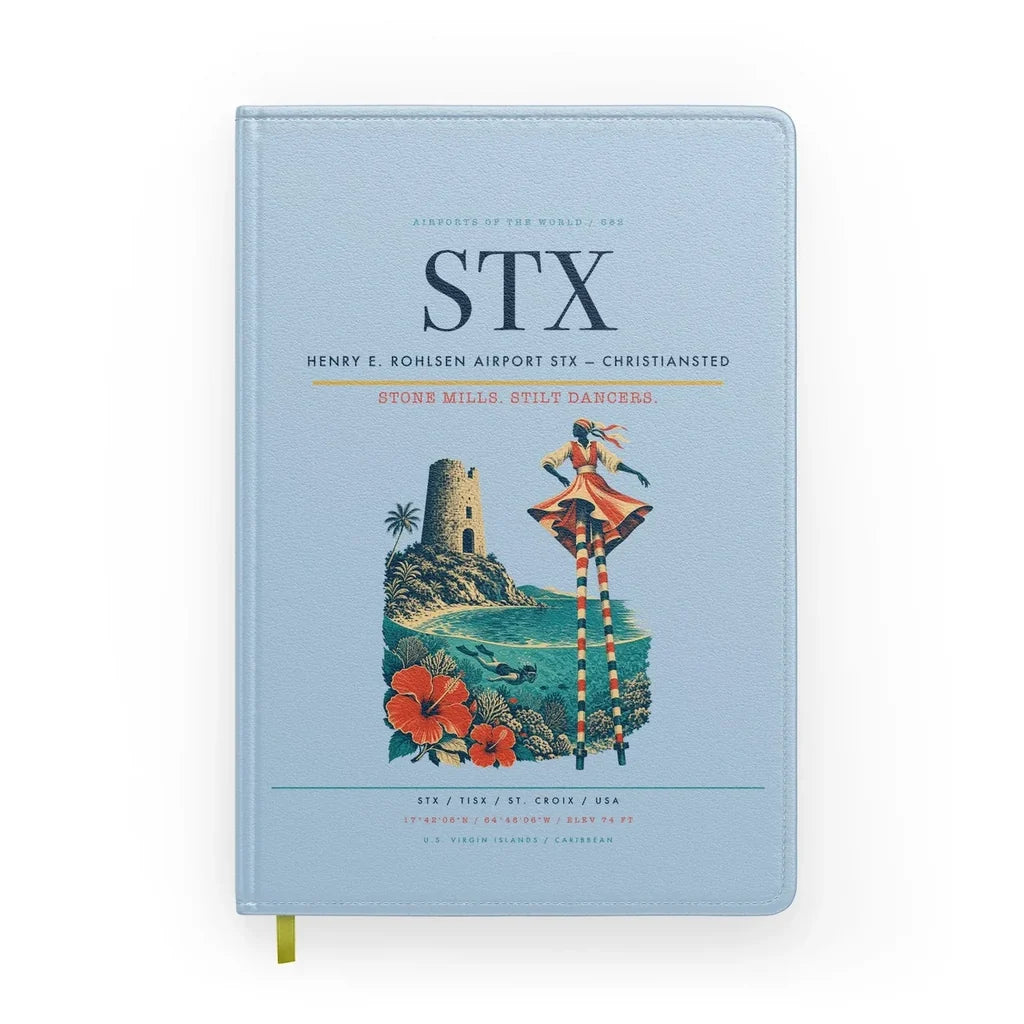 Henry E. Rohlsen Airport (STX) design on light blue notebook