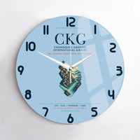 Thumbnail for Chongqing Jiangbei International Airport (CKG) design on light blue no frame wall clock