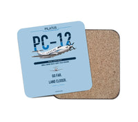 Thumbnail for Pilatus PC-12 PRO design on light blue 1 piece coaster