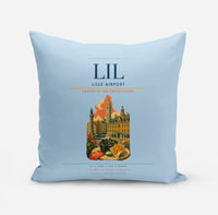 Thumbnail for Lille Airport (LIL) design on light blue pillow