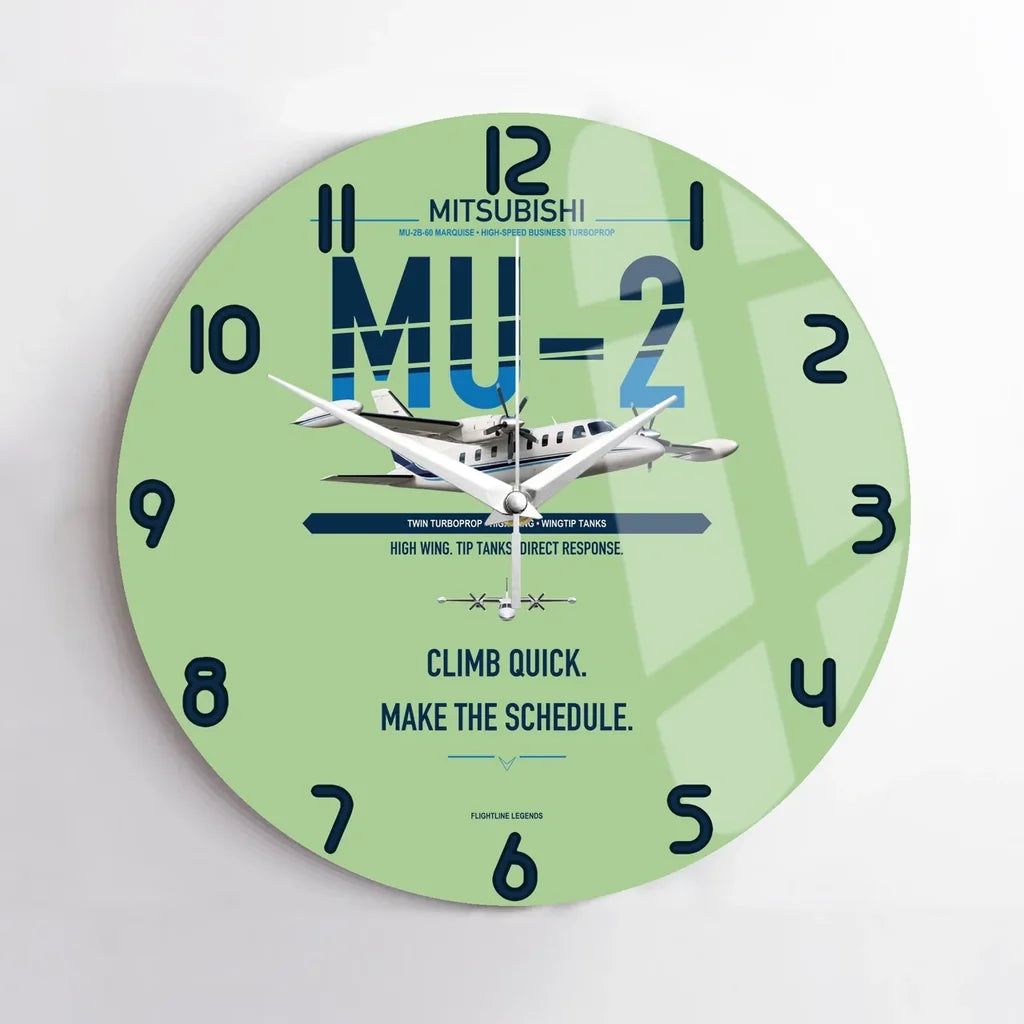 Mitsubishi MU-2B-60 Marquise design on light green no frame wall clock