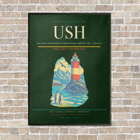Thumbnail for Malvinas Argentinas International Airport USH — Ushuaia vertical canvas print - framed - dark green background