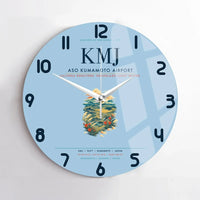 Thumbnail for Aso Kumamoto Airport (KMJ) design on light blue no frame wall clock