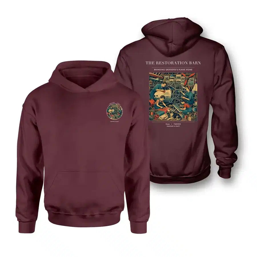VINTAGE G4143 - The Restoration Barn - Double-Side Hoodie design on darkred double side