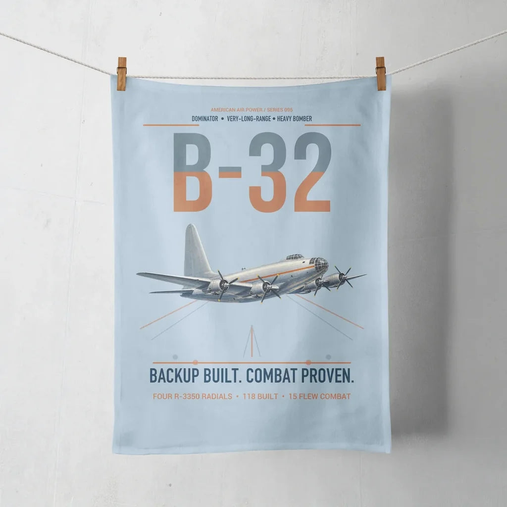 B-32 Dominator design on light blue towel