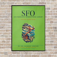Thumbnail for San Francisco International Airport SFO vertical canvas print - framed - light green background