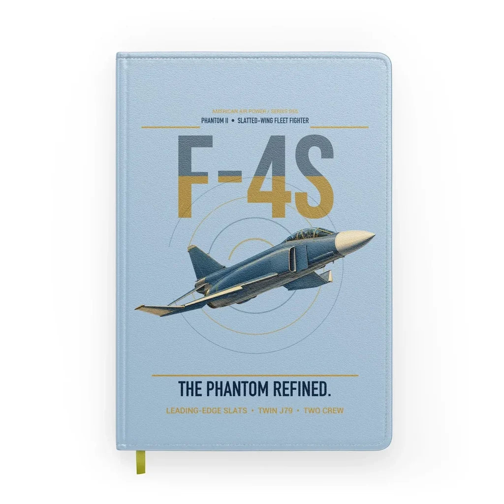 F-4S Phantom II design on light blue notebook