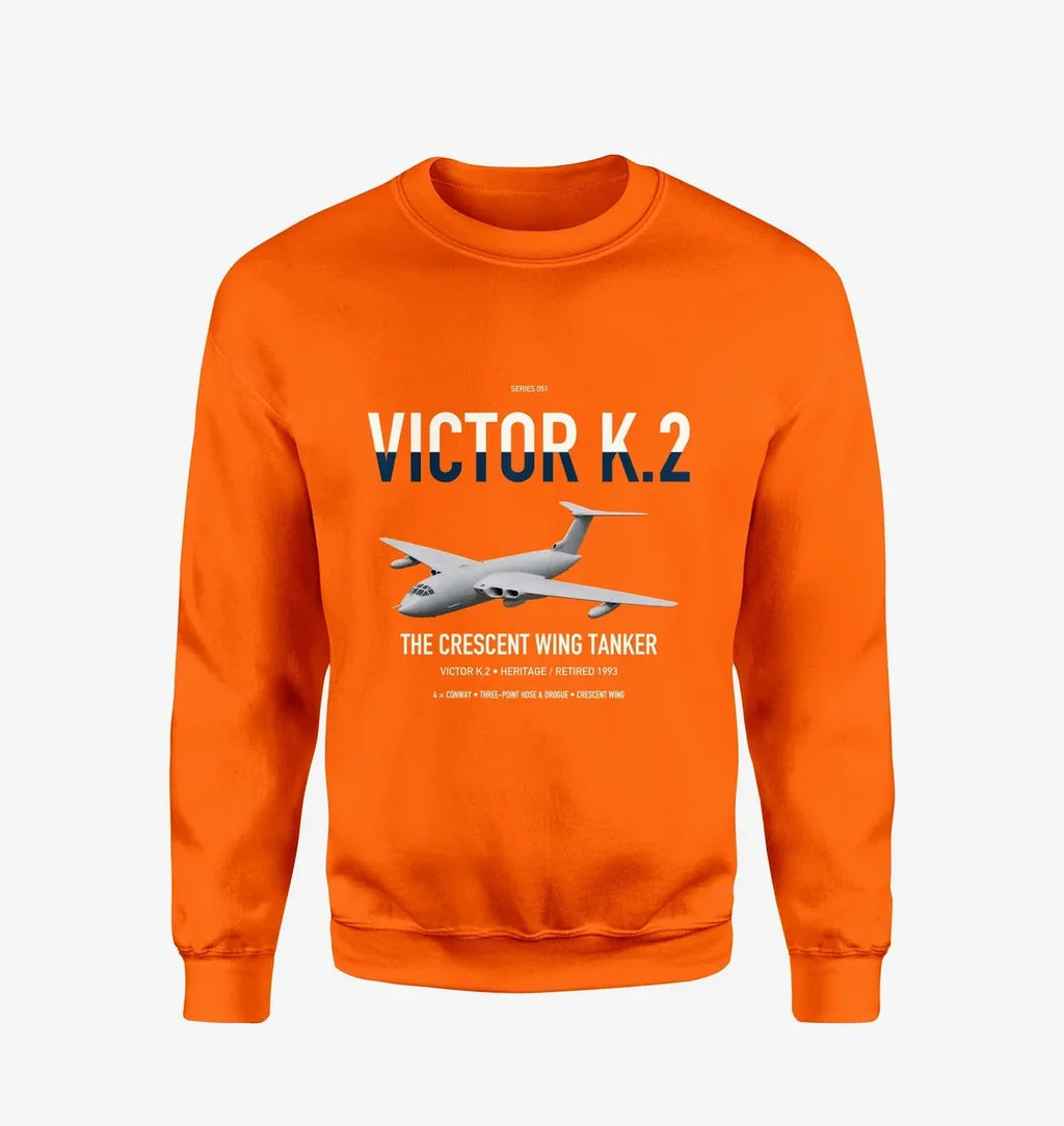 Handley Page Victor K.2 design on orange sweatshirt