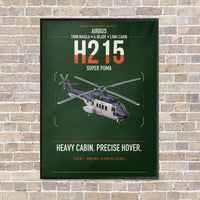 Thumbnail for Airbus H215 vertical canvas print - framed - dark green background