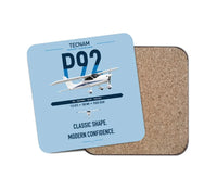 Thumbnail for Tecnam P92 Echo MkII design on light blue 1 piece coaster