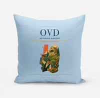 Thumbnail for Asturias Airport (OVD) design on light blue pillow