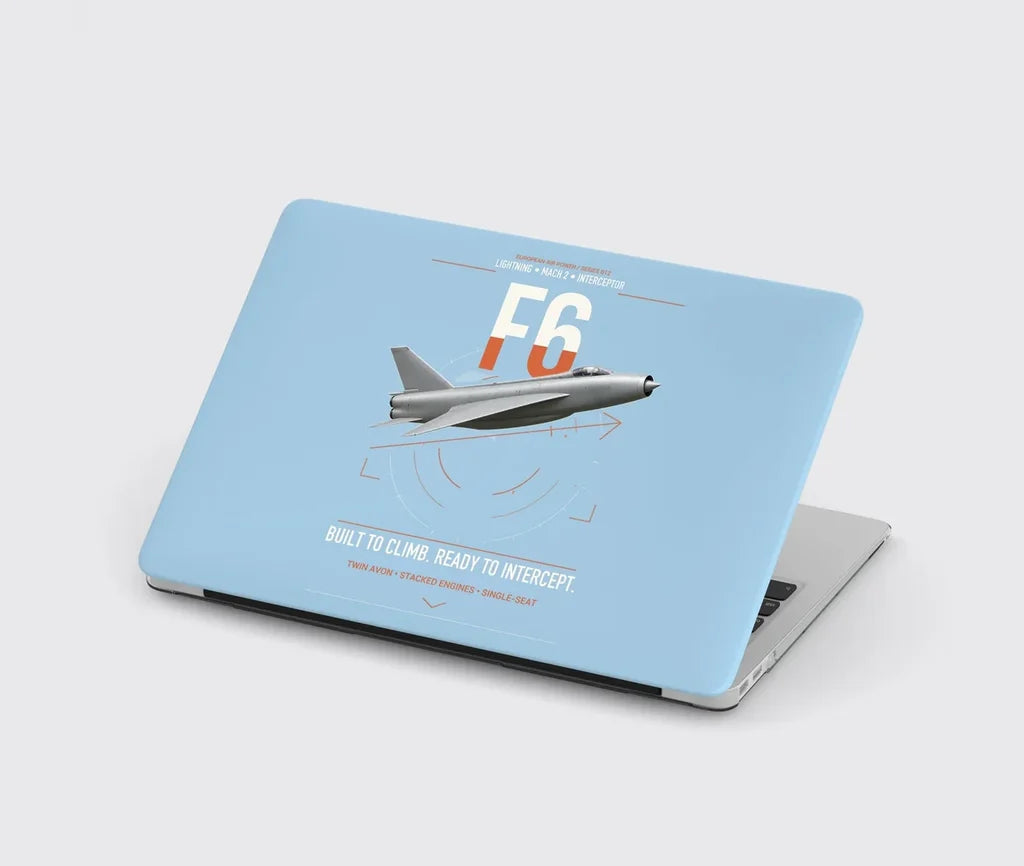 English Electric Lightning F6 design on light blue MacBook case