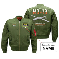 Thumbnail for MQ-1B Predator design on green+name bomber jacket, double-side print