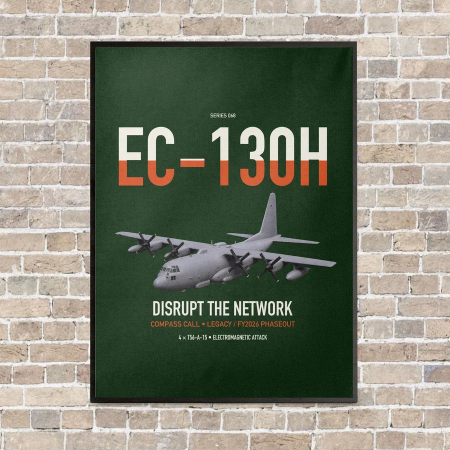 EC-130H Compass Call vertical canvas print - framed - dark green background
