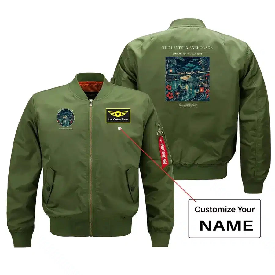 VINTAGE G4187 - The Lantern Anchorage - Bomber Jacket design on green+name