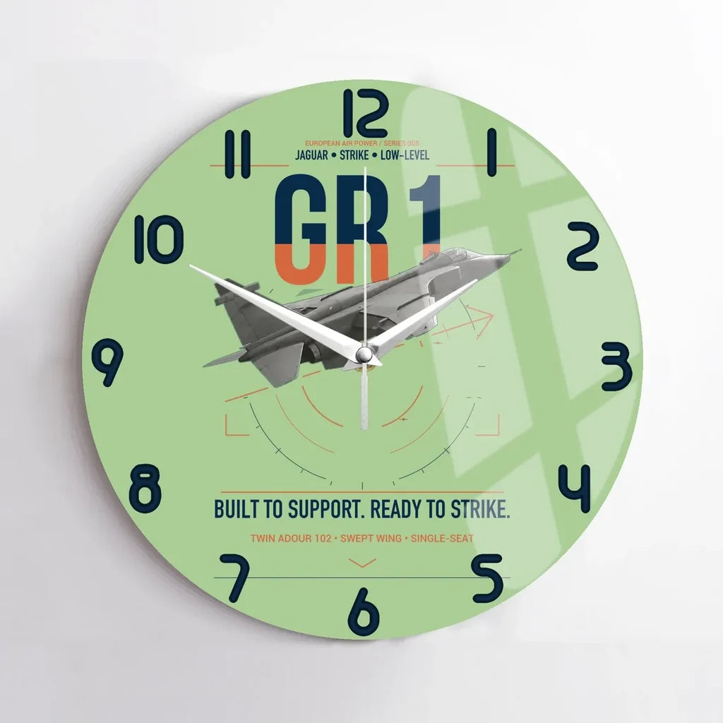 SEPECAT Jaguar GR1 design on light green no frame wall clock