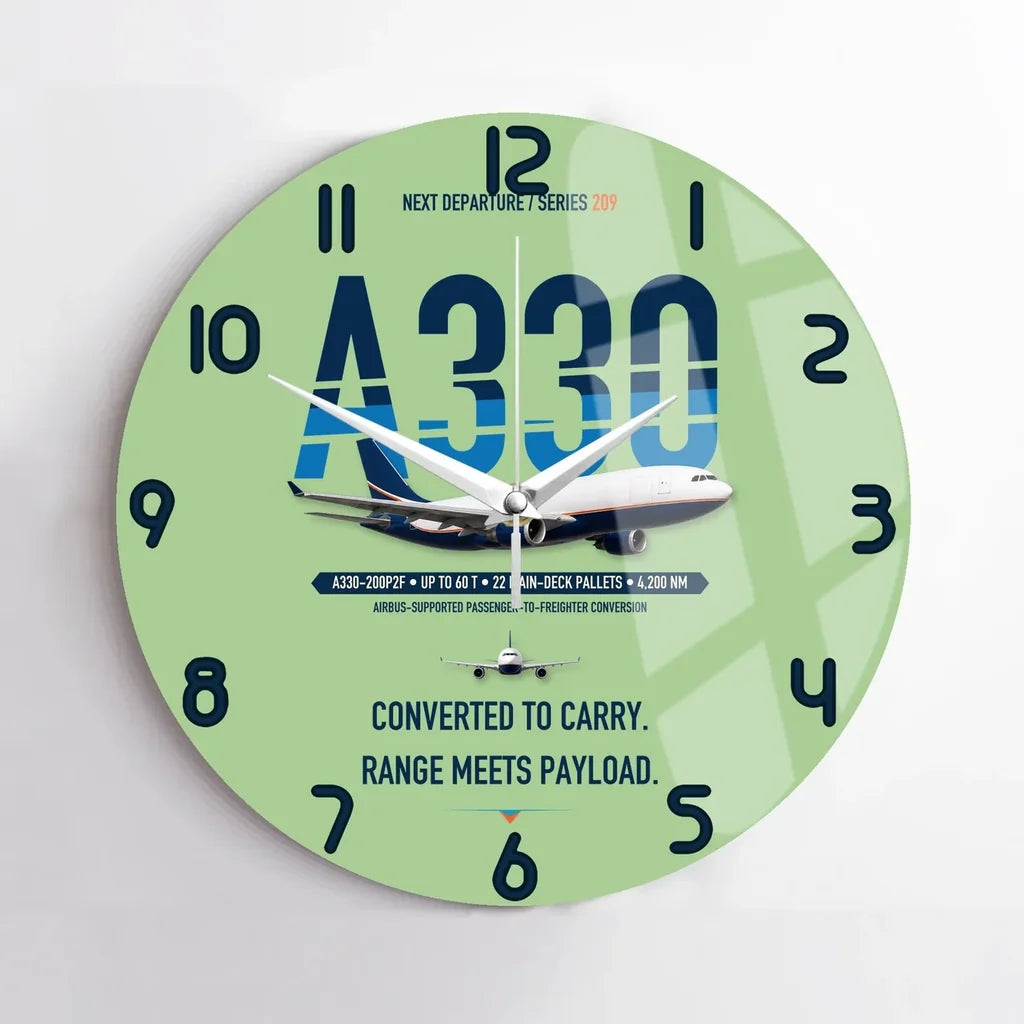 Airbus A330-200P2F design on light green no frame wall clock