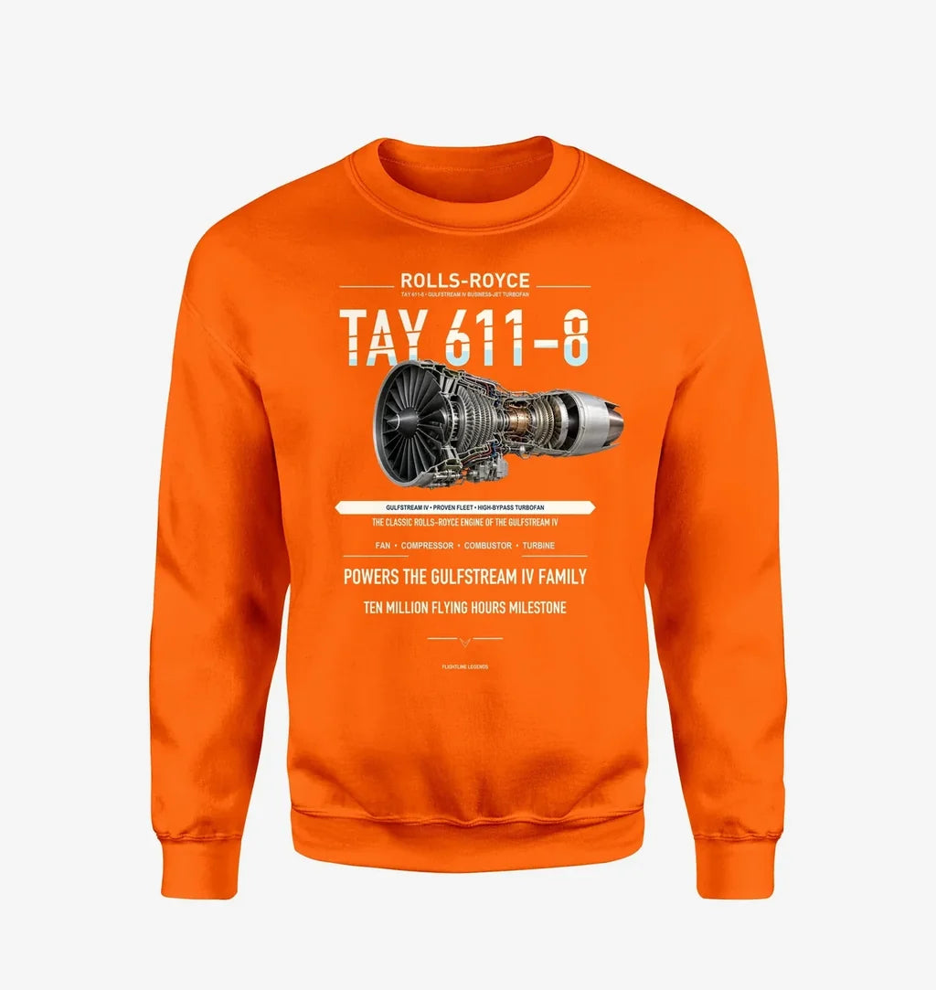 TAY 611-8 design on orange sweatshirt