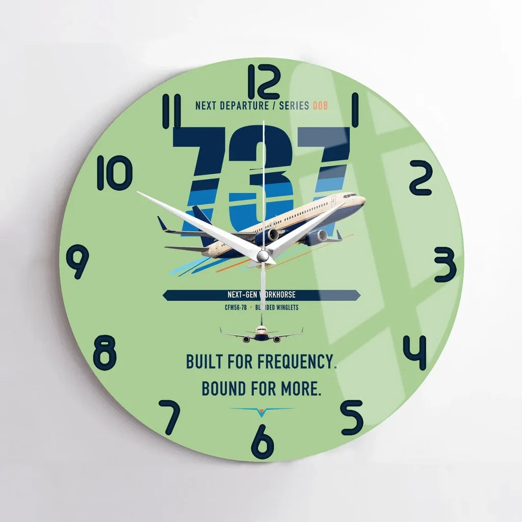 Boeing 737-800 NG design on light green no frame wall clock