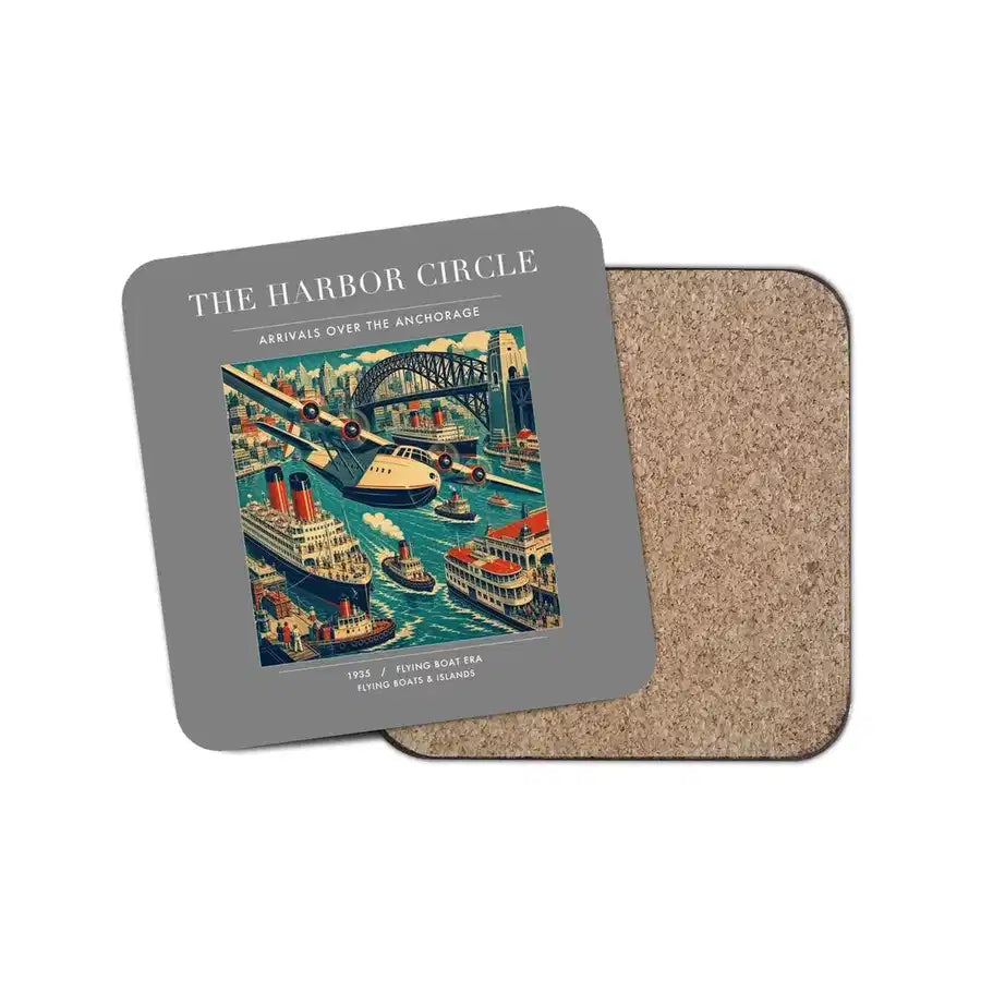 The Harbor Circle - Designed Coasters design on gray 1-piece