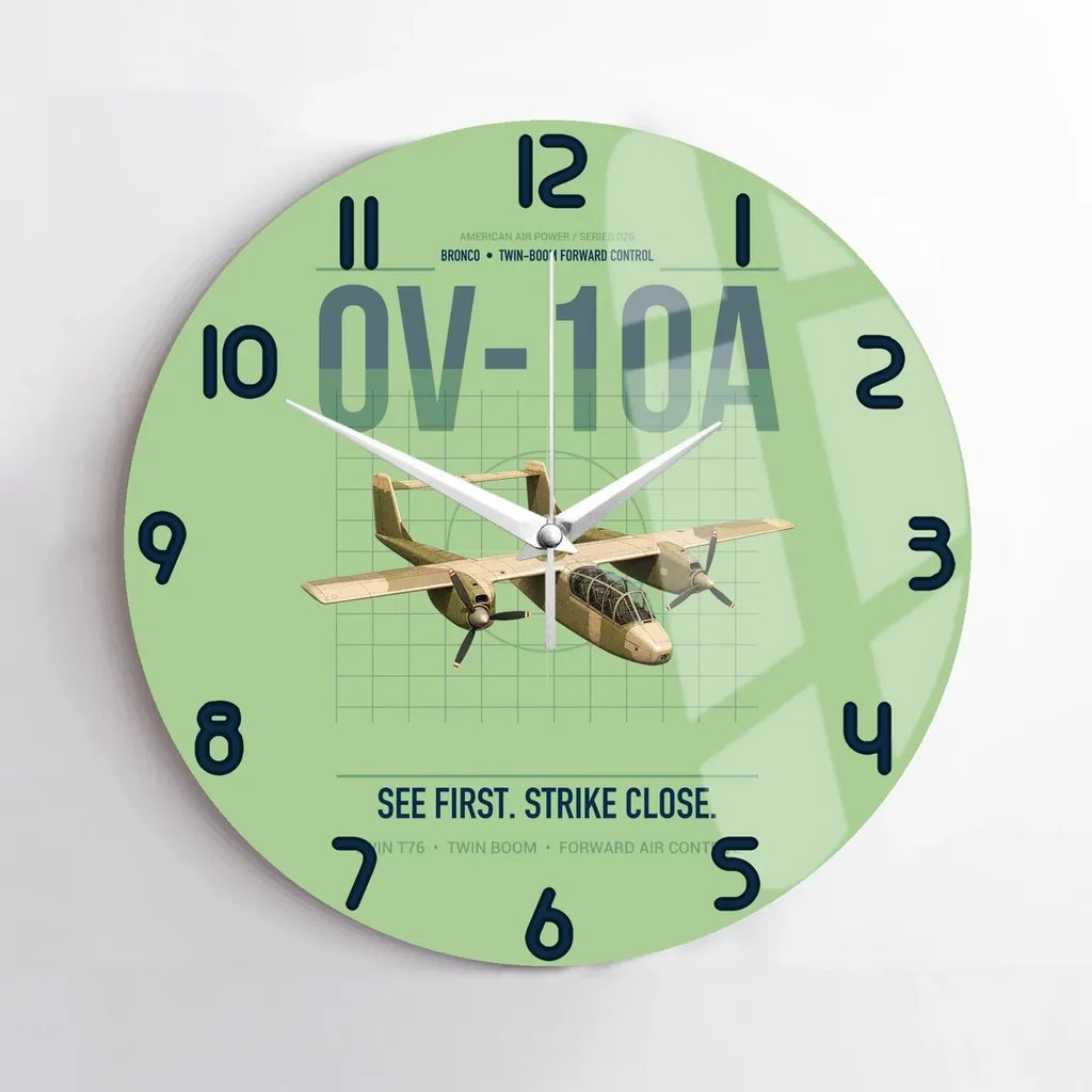OV-10A Bronco design on light green no frame wall clock