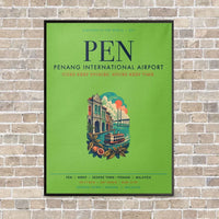 Thumbnail for Penang International Airport PEN vertical canvas print - framed - light green background
