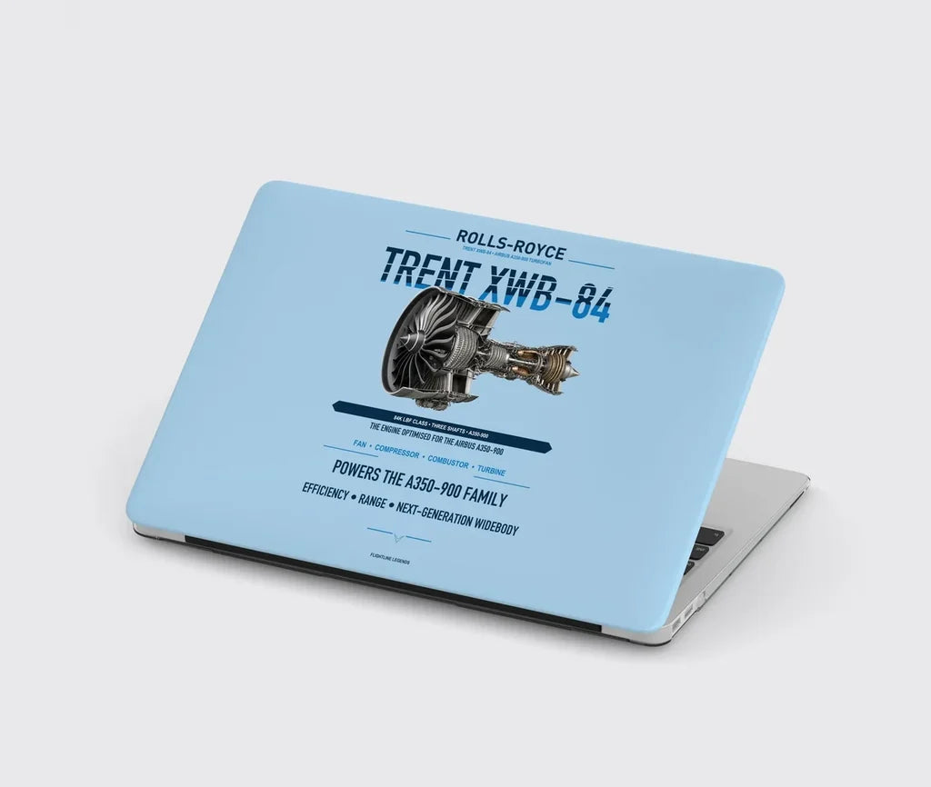 TRENT XWB-84 design on light blue MacBook case