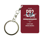 Thumbnail for Tecnam P92 Echo MkII design on dark red designed key chain, double-side print