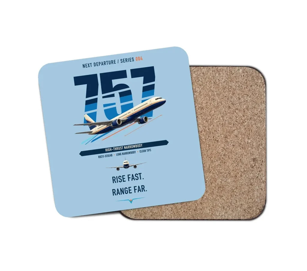 Boeing 757-200 design on light blue 1 piece coaster