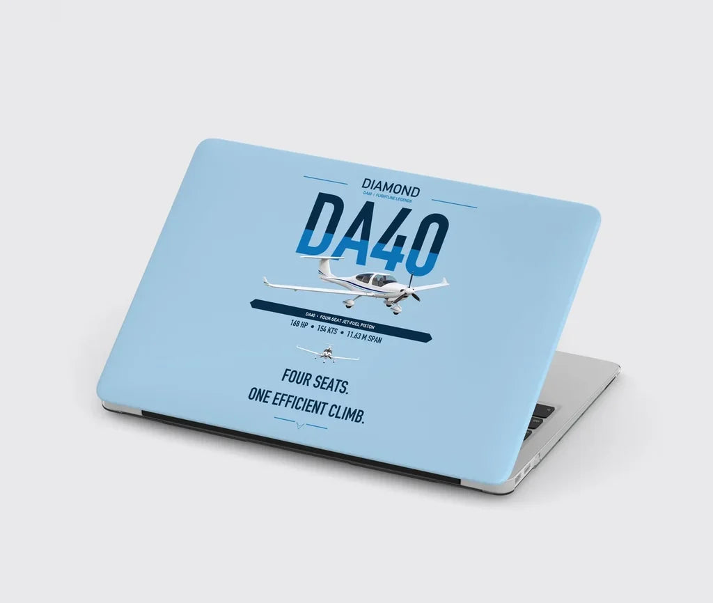 Diamond DA40 design on light blue MacBook case
