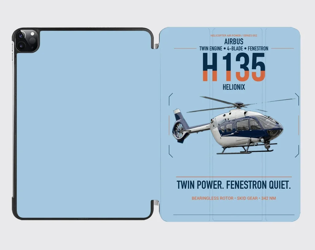 Airbus H135 design on light blue ipad tablet case