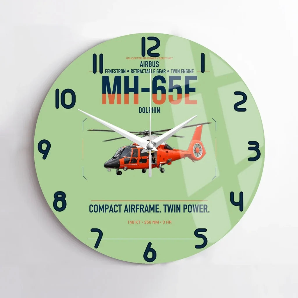 Airbus MH-65E Dolphin design on light green no frame wall clock
