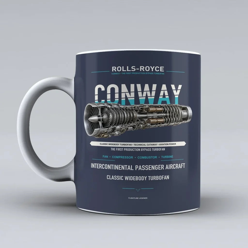 Mug design on dark blue conway
