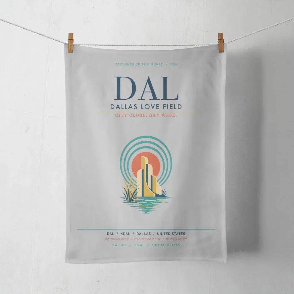Dallas Love Field (DAL) design on light gray towel
