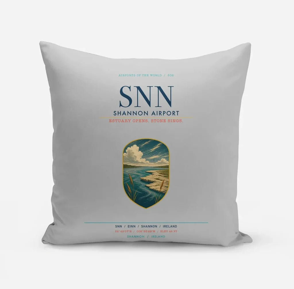 Shannon Airport (SNN) design on light gray pillow