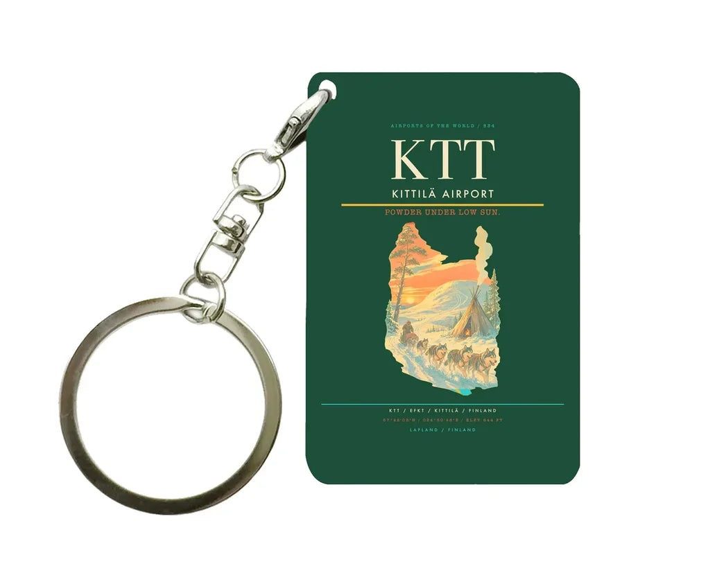 Kittilä Airport (KTT) design on dark green key chain