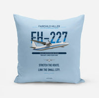 Thumbnail for Fairchild Hiller FH-227B design on light blue pillow