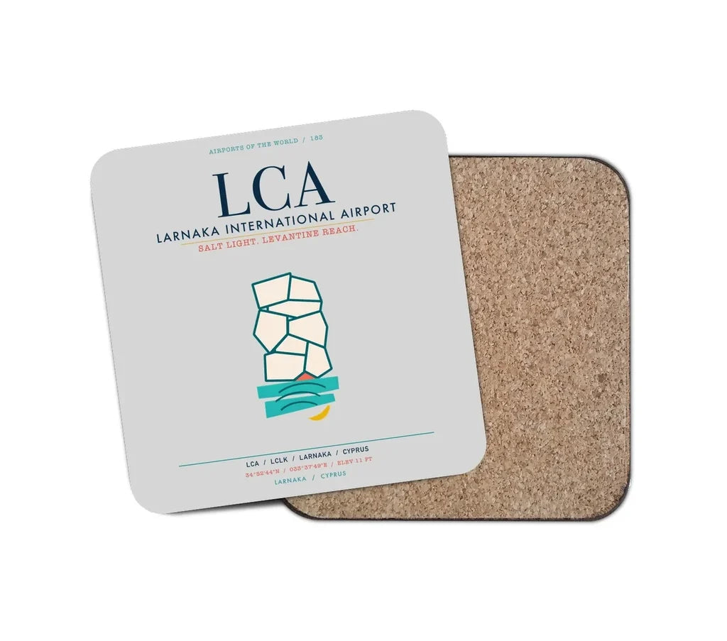 Larnaka International Airport (LCA) design on light gray 1 piece coaster