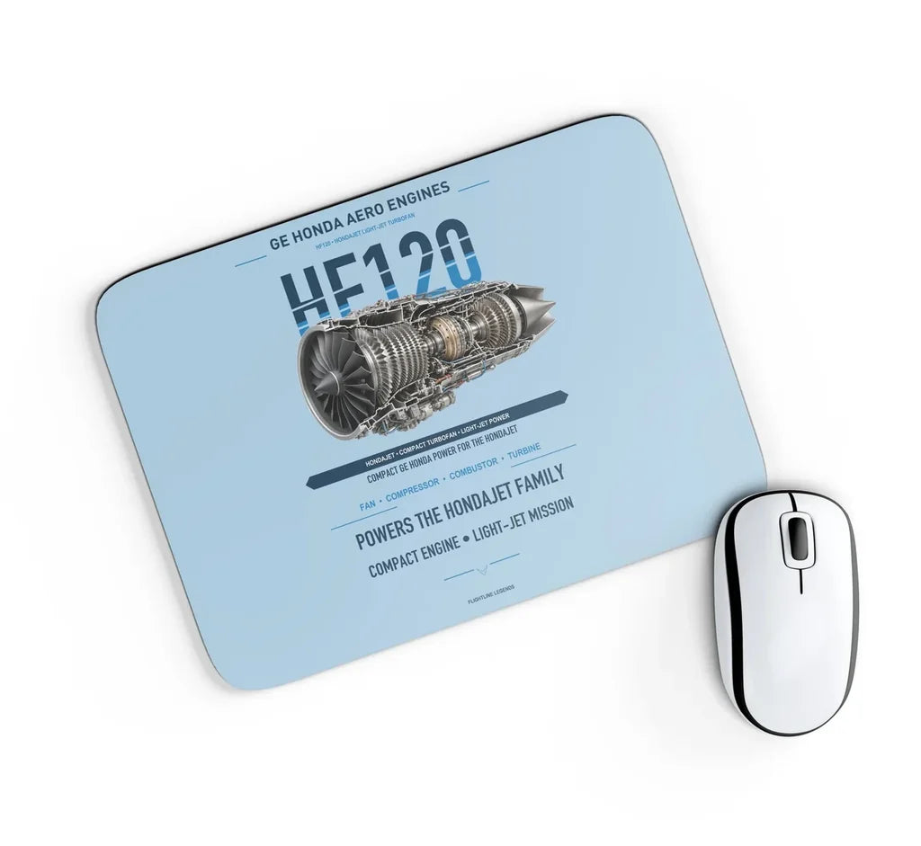 HF120 design on light blue rectangle mouse pad